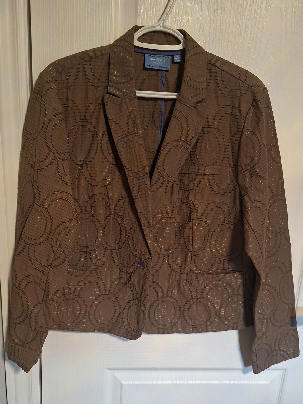 Simply Vera Vera Wang Brown Quilted Circle-Pattern Blazer
